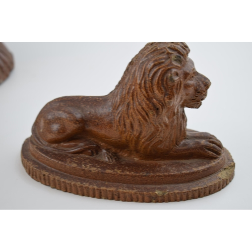 180A - A trio of 19th century salt glaze stoneware animals to include a lion, a spaniel and another lion, l... 