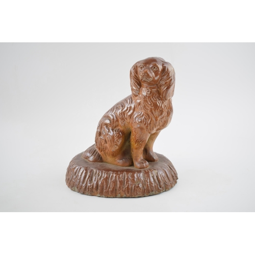 180A - A trio of 19th century salt glaze stoneware animals to include a lion, a spaniel and another lion, l... 