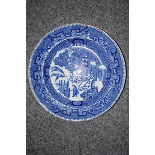 183 - A near pair of 19th century blue and white meat plates, blue and white transfer ware, one 'Spanish B... 