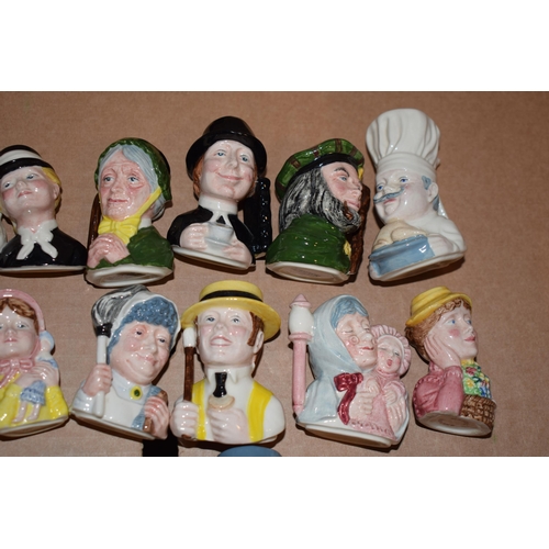 186 - A collection of miniature Masons character jugs to include a chef, a Scotsman, a flower seller and o... 