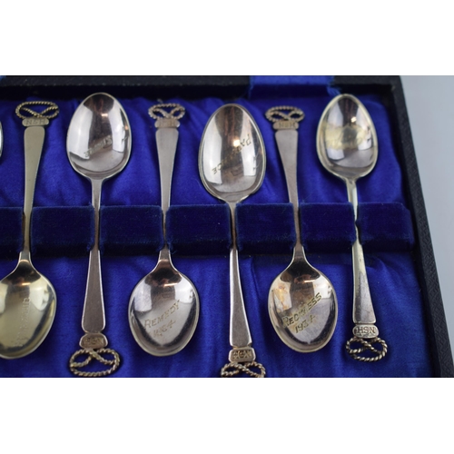 399 - Staffordshire/ Hunting interest. An interesting collection of silver plate tea spoons with the Staff... 