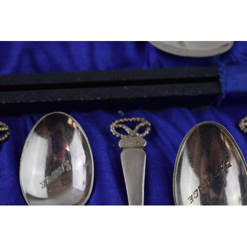 399 - Staffordshire/ Hunting interest. An interesting collection of silver plate tea spoons with the Staff... 