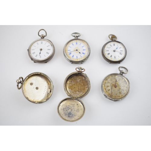 408 - A collection of 6 vintage and antique silver pocket watches a/f. Of note several good examples with ... 