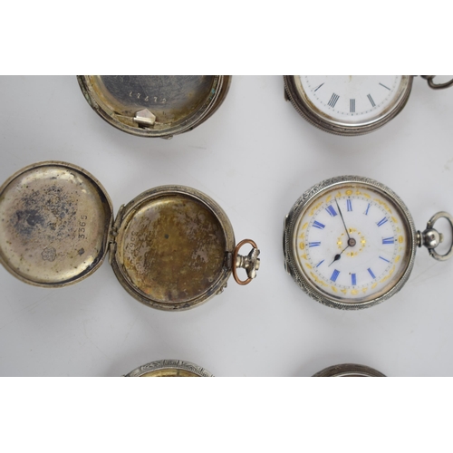 408 - A collection of 6 vintage and antique silver pocket watches a/f. Of note several good examples with ... 