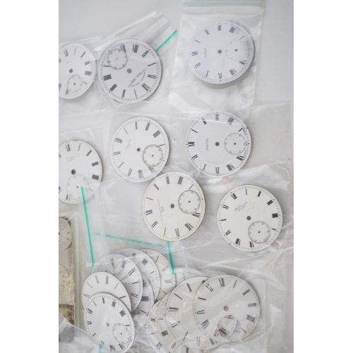 410 - A collection of over 100 pocket watch dials in ceramic or gilding finish. With good manufactures or ... 