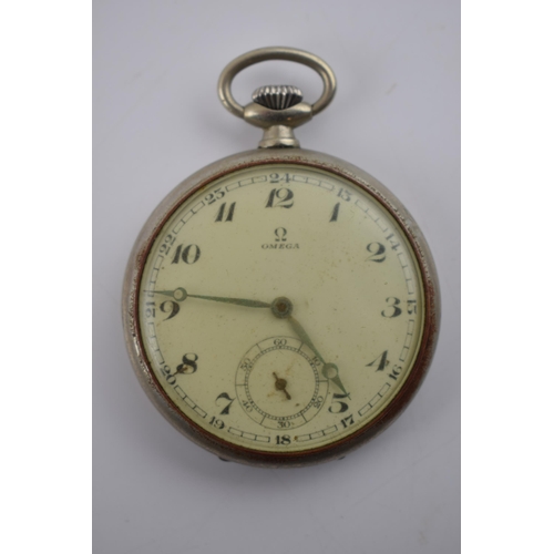 413 - A 1903 Omega pocket watch, serial number 8596373. Calibre, 38.5L a/f. Case approx 47mm diameter.