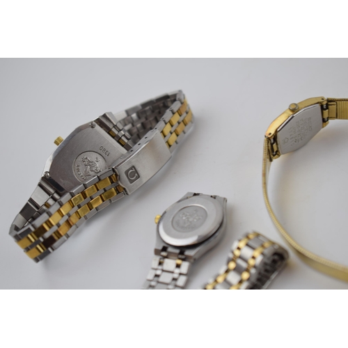 416 - 2 Ladies Omega quartz watches a/f. Of note two date movement examples in clean condition with origin... 