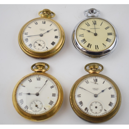 417 - a collection of 3 Smith vintage pocket watches together with a similar example by Ingersoll (4)