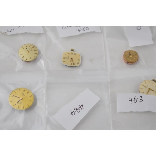 420 - 10 Ladies Omega watch movements. 8 mechanical and 2 quartz. Mechanical movements tested as working, ... 