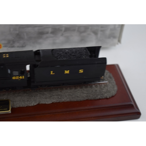 667 - Boxed Hornby Country Artists LMS 462 City of Edinburgh train, on wooden plinth, 38cm long.