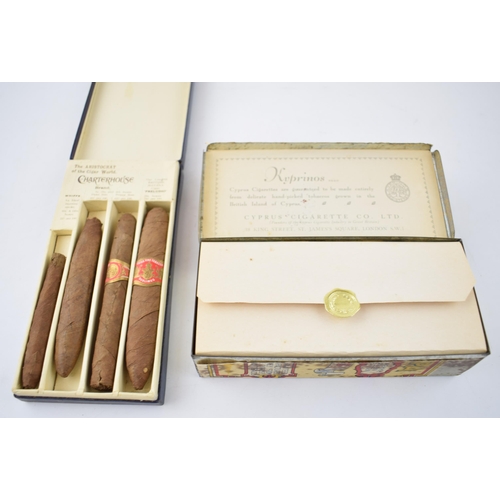 702 - An original box of Kyprinos Cyprus cigarettes with contents (circa 95) with a cased collection of 'S... 