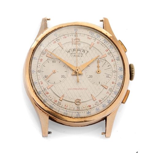 401 - 18ct gold Wirmat chronograph, 37mm, in working order, gross weight 37.6 grams.