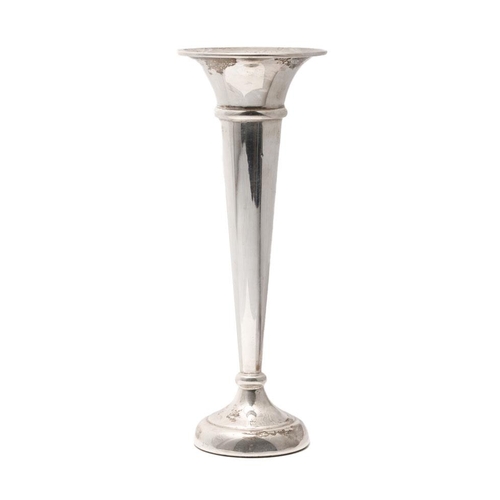 405 - Sterling silver fluted bud vase with weighted base. Sterling silver. Hallmark rubbed, showing JBC&S ... 