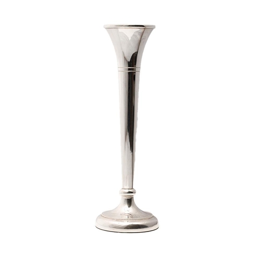 406 - Fluted bud vase with weighted base. Sterling silver. Hallmarked Birmingham. 1968. Height 22cm. Gross... 