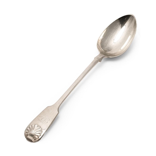 437 - Silver basting spoon, London 1860, Geo Whiting, 156.4 grams, 30cm long.