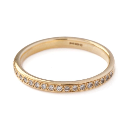 455 - 18ct gold half eternity ring set with diamonds, size M/N,  2.2 grams.