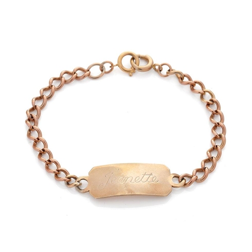 463 - 9ct gold ID bracelet with engraving to front and reverse, 22cm long, 15.8 grams.