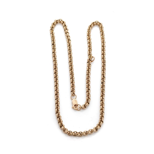 520 - 9ct gold belcher-style necklace / chain, 50.0 grams, 58cm long end to end.