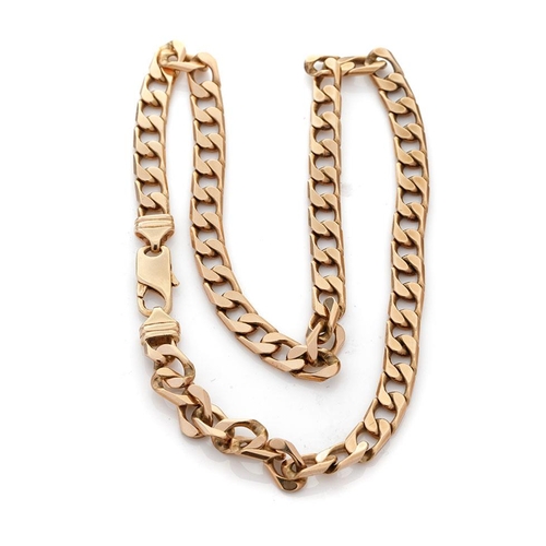 528 - 9ct gold curb link necklace / chain, 50.5cm long, 65.0 grams.