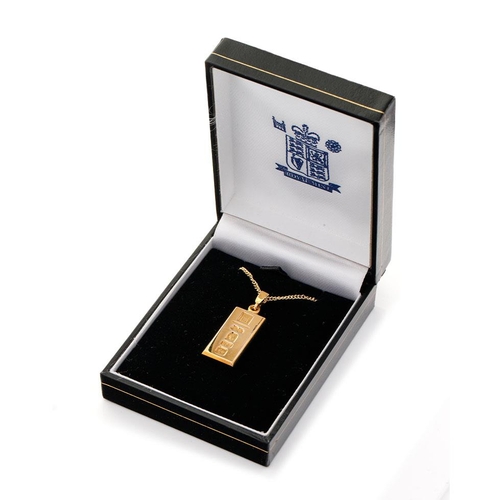 549 - 9ct gold Jubilee ingot on 9ct gold chain, hallmarked to front of ingot, 11.2 grams.