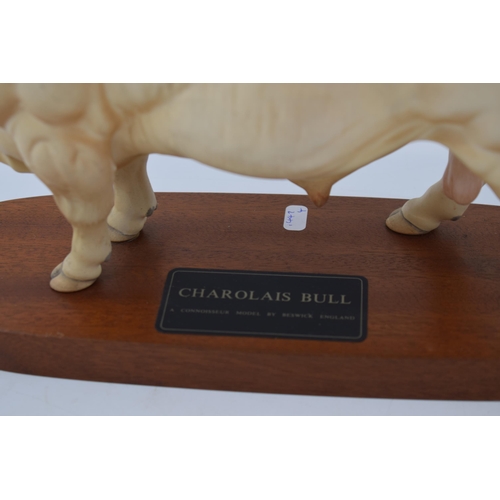 1 - Beswick Charolais Cow on wooden base, Connoisseur series.