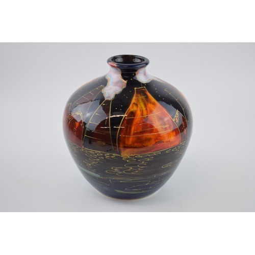 100 - Anita Harris Art Pottery bulbous vase, decorated with the Nightime Potteries Past design, 20cm tall,... 