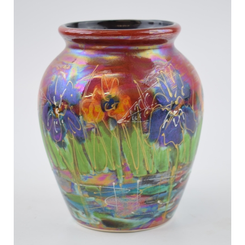 101 - Anita Harris Art Pottery Prestige vase, decorated with the Dragonfly Lustre design, 13.5cm tall, sig... 