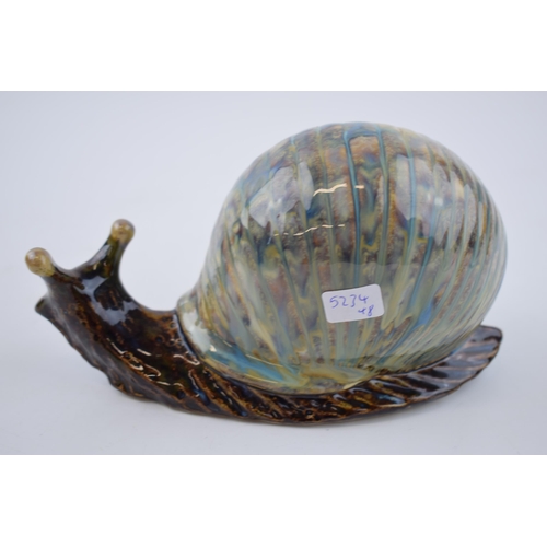 104 - Anita Harris Art Pottery Stoneware Snail, 18cm long, signed by Anita.