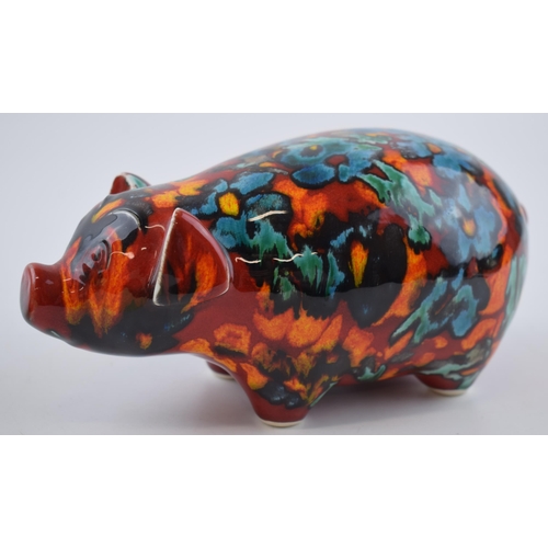 105 - Anita Harris Art Pottery abstract pig, 21cm long, signed by Anita.