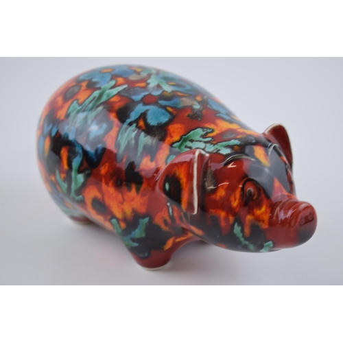 105 - Anita Harris Art Pottery abstract pig, 21cm long, signed by Anita.