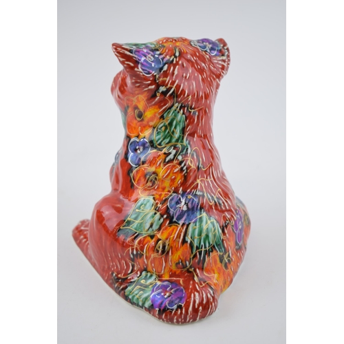 108 - Anita Harris Art Pottery floral dog,, '1st trial',  15.5cm tall, signed by Anita.