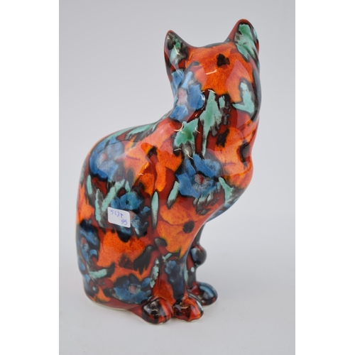 111 - Anita Harris Art Pottery abstract cat, 21cm tall, signed by Anita.