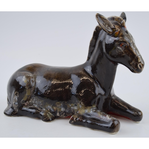 112 - Anita Harris Art Pottery donkey, 22cm long, signed by Anita.