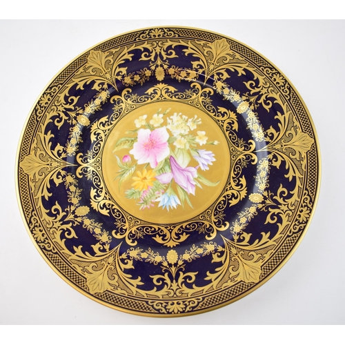 131 - Caverswall limited edition cabinet plate, with gilt and cobalt blue decoration, LE of 100,signed W R... 