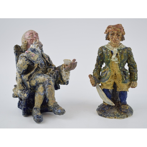 132 - E J Bailey studio pottery figures, Seaman, Queen Anne Reign signed EJB together with another unnamed... 