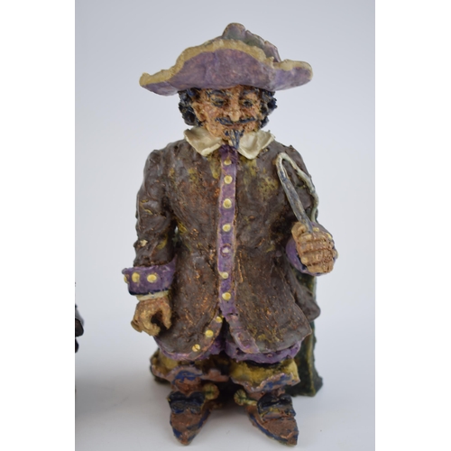 133 - E J Bailey studio pottery figures, Hackney Coachman signed EJB together with 15th Century Puritan si... 