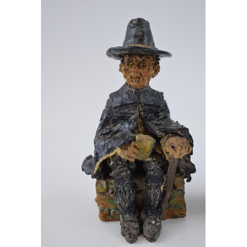 133 - E J Bailey studio pottery figures, Hackney Coachman signed EJB together with 15th Century Puritan si... 