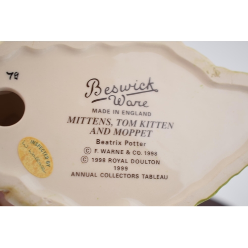 15A - Beswick limited edition Beatrix Potter tableau 'Mittens, Tom Kitten and Moppet', boxed with wooden b... 