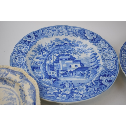 160 - A group of early 19th century blue and white transfer-printed plates, c. 1825-40. To include two Ril... 