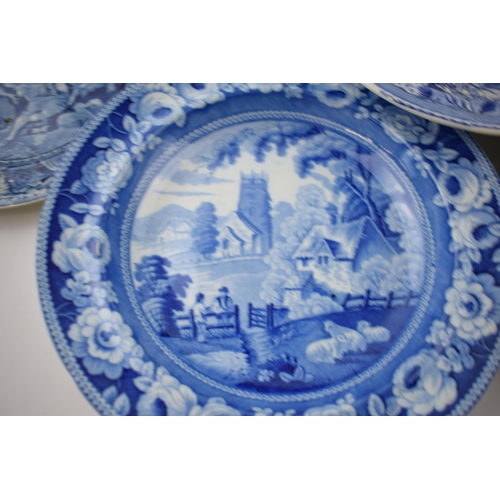 161 - A group of early 19th century blue and white transfer-printed plates, c. 1825-40. To include Rogers ... 