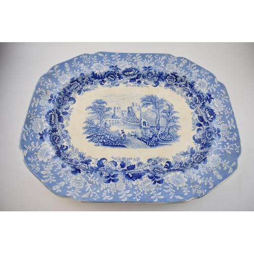 163 - An early 19th century blue and white transfer-printed Dimmock Vignette pattern large platter, c. 184... 