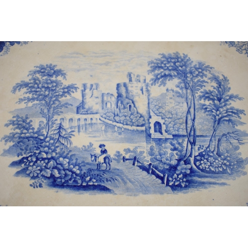 163 - An early 19th century blue and white transfer-printed Dimmock Vignette pattern large platter, c. 184... 