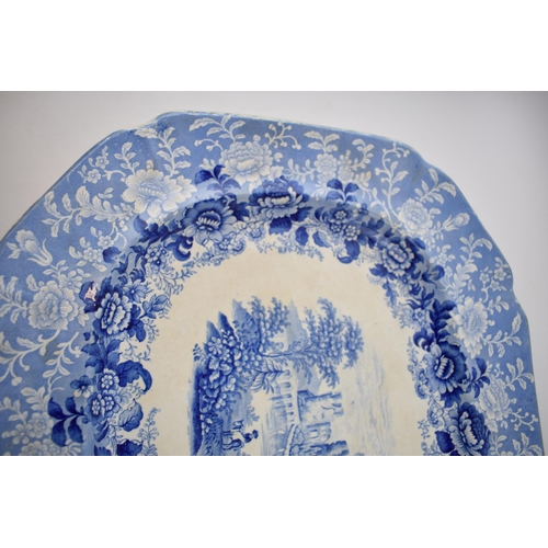 163 - An early 19th century blue and white transfer-printed Dimmock Vignette pattern large platter, c. 184... 