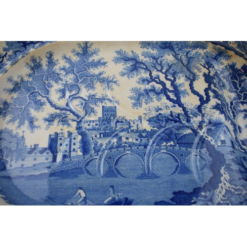 164 - An early 19th century blue and white transfer-printed Henshall St. Alban’s Abbey well and tree large... 