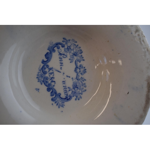 165 - An early 19th century blue and white transfer-printed Sicilian pattern jug and bowl, c. 1830. Bowl: ... 