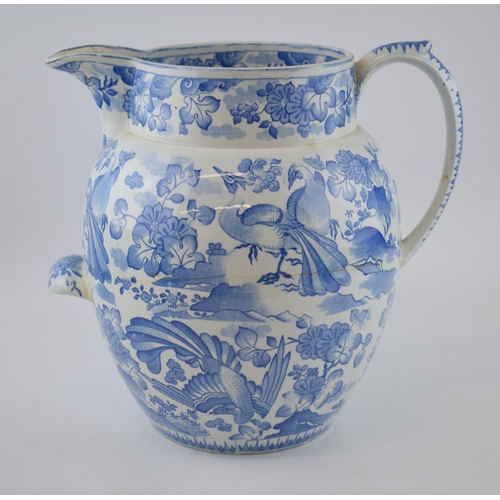 168 - An early 19th century blue and white transfer-printed Spode Old Peacock pattern footbath jug, c. 182... 