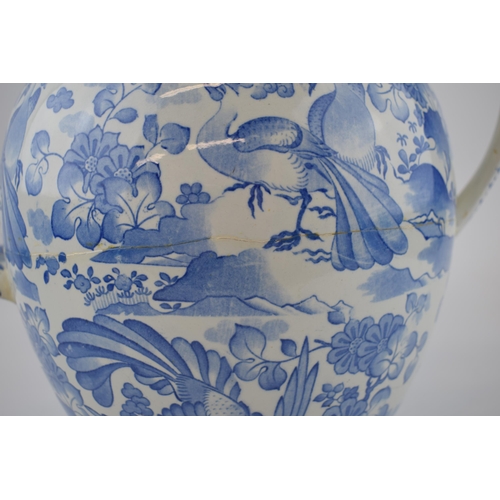 168 - An early 19th century blue and white transfer-printed Spode Old Peacock pattern footbath jug, c. 182... 