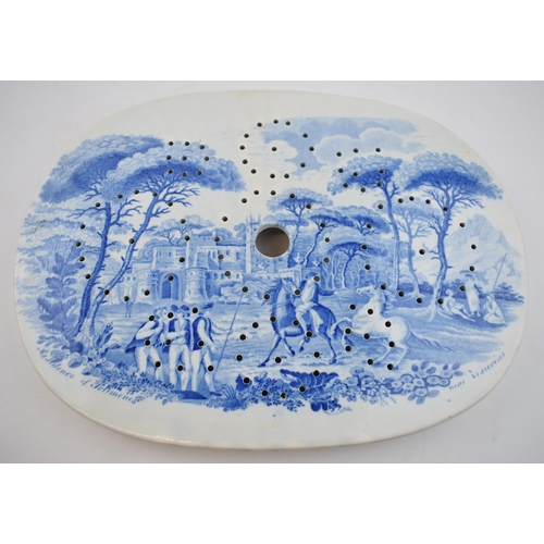 170 - An early 19th century blue and white transfer-printed Don Pottery Named Italian Views series drainer... 