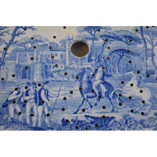 170 - An early 19th century blue and white transfer-printed Don Pottery Named Italian Views series drainer... 