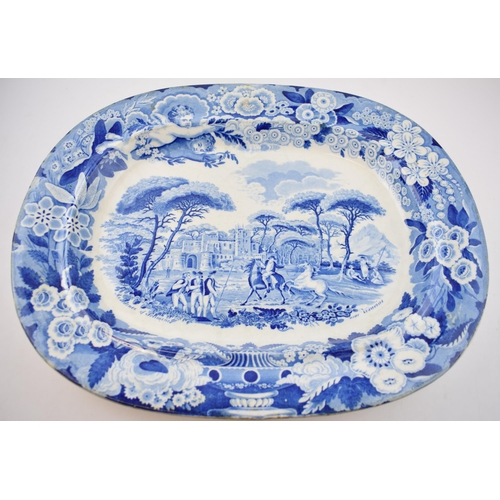 173 - An early 19th century blue and white transfer-printed Don Pottery Named Italian Views series large p... 